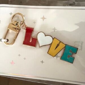 Charm Pop Colorful LOVE Keychain with gold hardware Brand new
